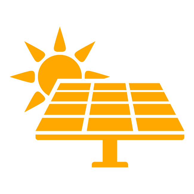 solar panel icon with sun in yellow