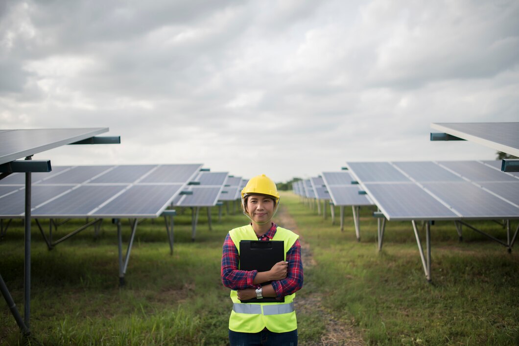 engineer-electric-woman-checking-maintenance-solar-cells_1150-4271 {site_name} – {page_title} – Image